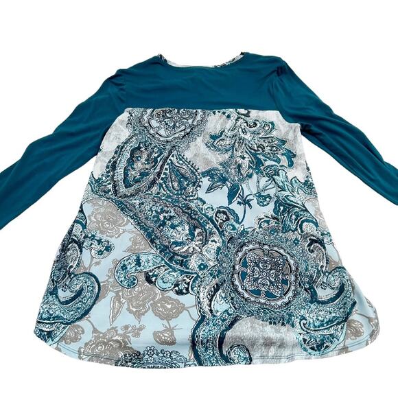 Chico’s Blue Multicolor Paisley Floral Woven Back Tunic Top, Size 1=Small - Picture 7 of 14